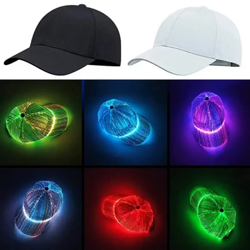 USB Rechargeable Fiber Optic Light Up Baseball Cap