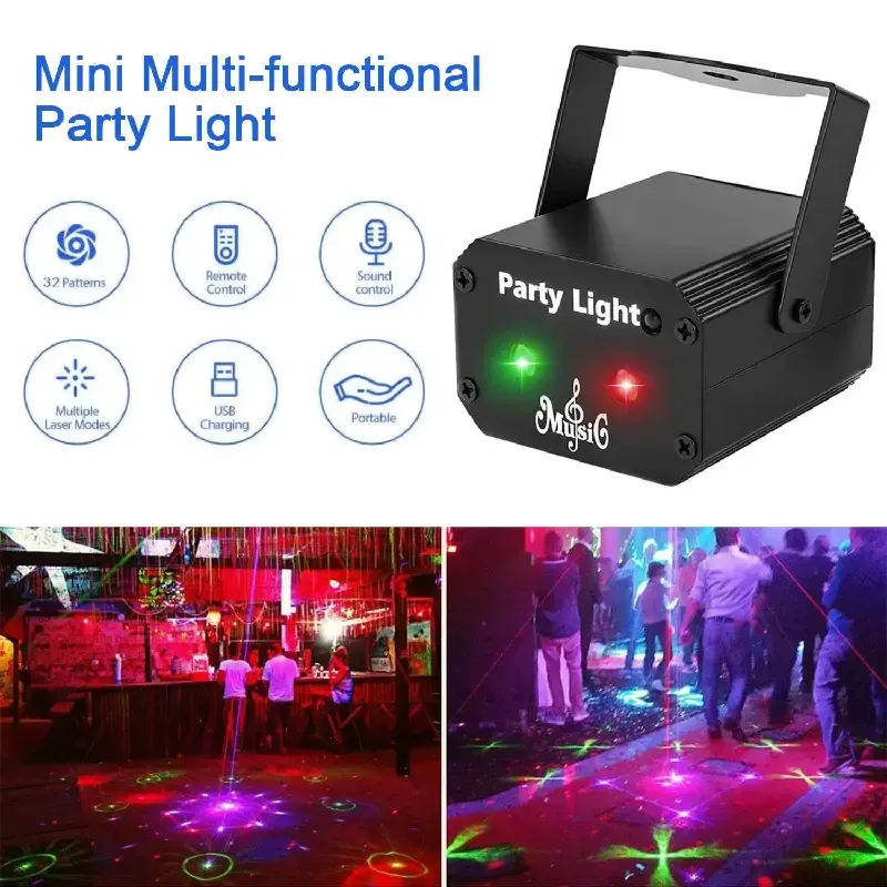 ound Activated Mini Laser Disco Light, Remote Control RGB Stage Projector Lamp for Home Party, KTV, Bar & Camping