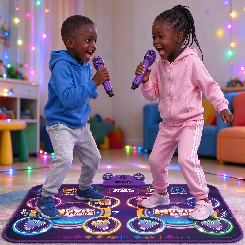 Two Player Kids Dance Mat with 2 Microphones