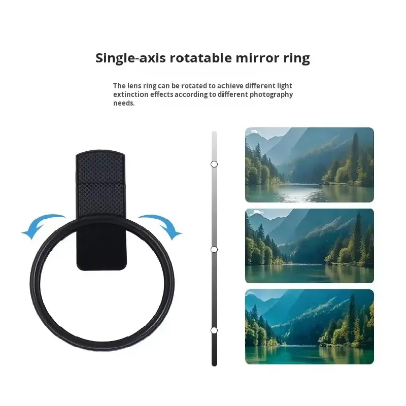 52mm Clip-on CPL Polarizing Filter for Phone Camera, HD Anti-Reflection Lens Filter