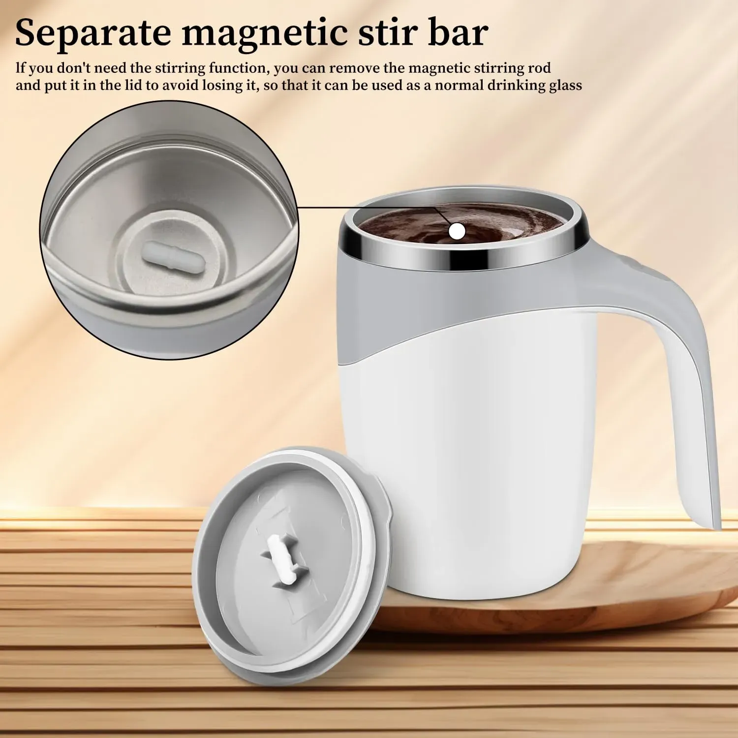 Coffee stirring thermos cup double layer vacuum coffee cup automatic stirring magnetic cup