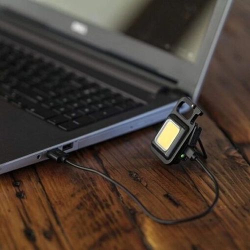 Mini Portable Pocket USB Rechargeable Flashlight COB Work Light LED Keychains Outdoor Emergency Camping Corkscrew Fishing