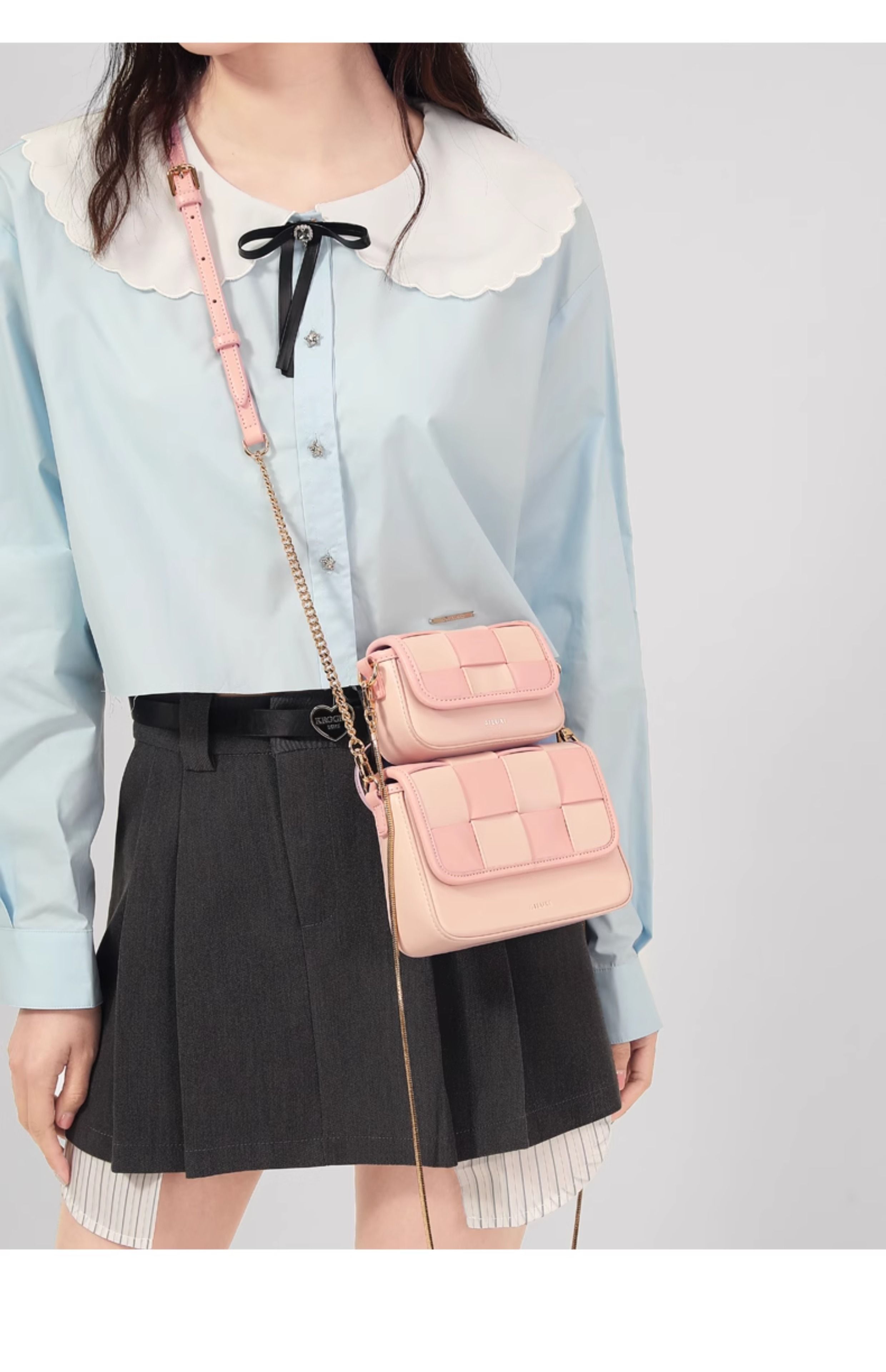 爱路喜夏季新款迷你小包包女生小众设计师粉色单肩链条斜挎包礼物