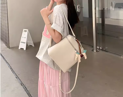 Bag of parody饭盒包LP双肩包女软皮大容量高级感学院风通勤背包