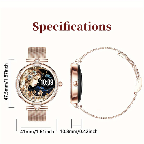 Elegant Women's Smartwatch – 3.02cm Display, Rose Gold , Sports Modes, Wireless Calling, IP68 Waterproof