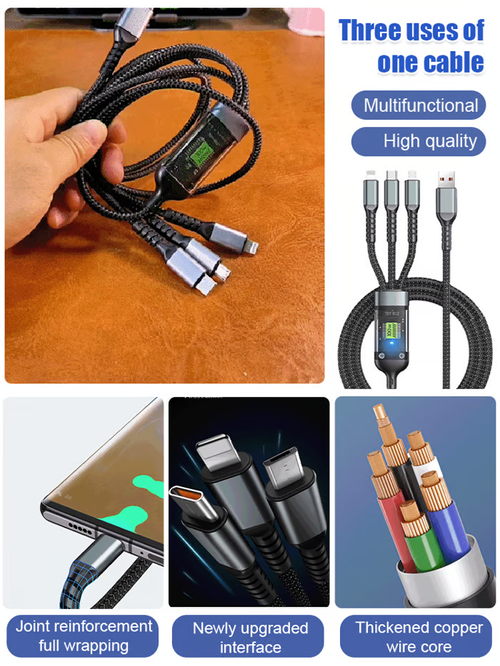 Transparent Luminous Super Fast Charging 3-in-1 Data Cable 8 Reviews
