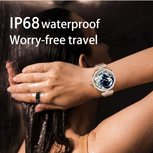Elegant Women's Smartwatch – 3.02cm Display, Rose Gold , Sports Modes, Wireless Calling, IP68 Waterproof