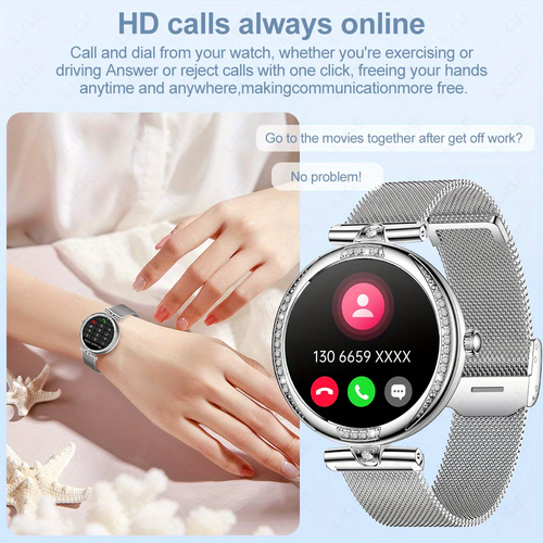 Elegant Women's Smartwatch – 3.02cm Display, Rose Gold , Sports Modes, Wireless Calling, IP68 Waterproof
