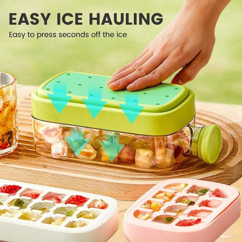 2-in-1 ice cube bottle, touchless ice cube tray, water bottle with straw, juice ice cube tray