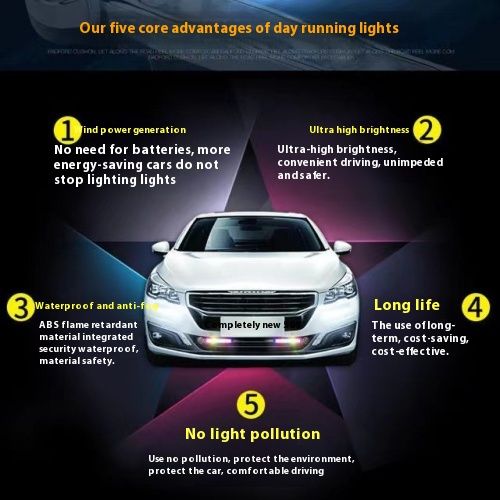 Car wind daytime running lights LED daytime running lights Solar modified decorative lights Wind energy lights car exterior lights