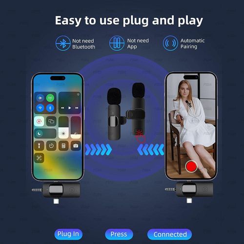 Mini microphone wireless lapel flip microphone, suitable for Apple and Android cameras, professional noise-cancelling recording clip microphone