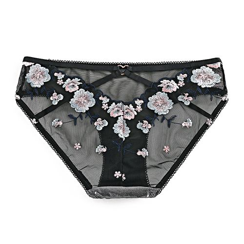 Mesh embroidered underwear, feminine lace triangle underwear