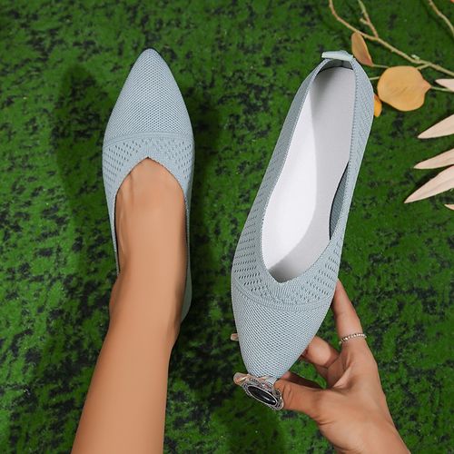 Pointed-toe knitted ballet shoes for women, Mokashin soft-soled casual shoes, comfortable, anti-slip, shallow toe single shoes