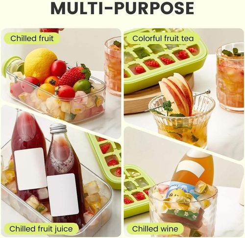 2-in-1 ice cube bottle, touchless ice cube tray, water bottle with straw, juice ice cube tray