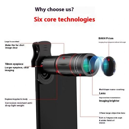External Telephoto Mobile Phone Lens with Tripod Universal Optical Glass Telescope 18x Mobile Phone Zoom Lens for iphone Android