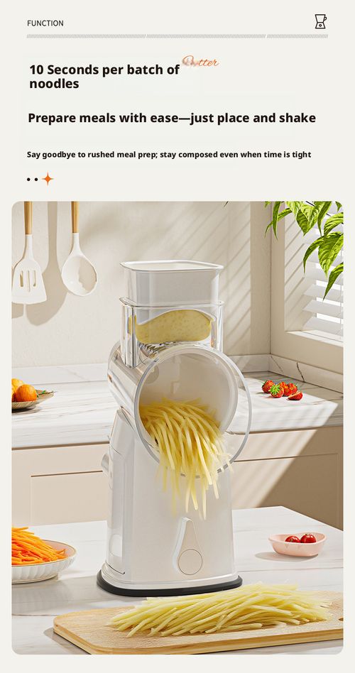 One Tool For All Cutting Needs – Rotary Grater With Handle, 5 Sets of Assorted Blades (10 Blades Total)