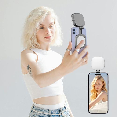 New Magnetic Mini Phone Fill Light with Mirror, MagSafe Compatible, Pocket Light for Desktop Video Conferences & Live Streaming