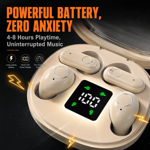 New 4-Pack Wireless Earphones | Digital Display & Gaming Mode All Day Use