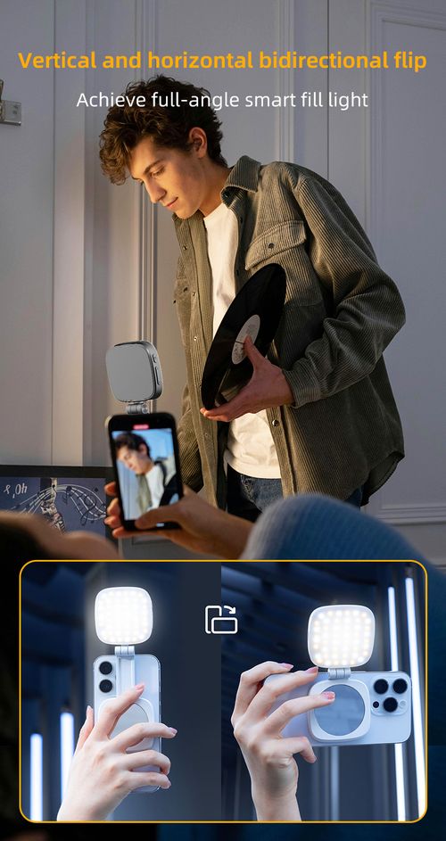 New Magnetic Mini Phone Fill Light with Mirror, MagSafe Compatible, Pocket Light for Desktop Video Conferences & Live Streaming