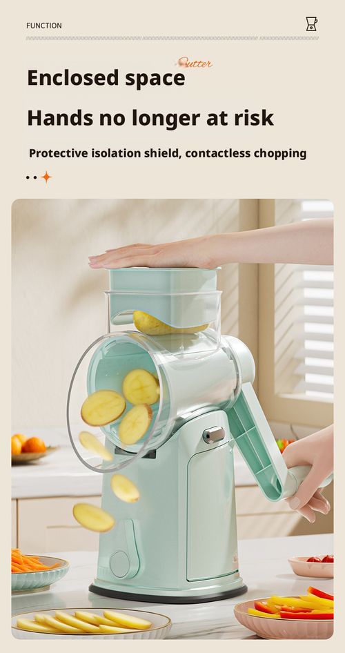 One Tool For All Cutting Needs – Rotary Grater With Handle, 5 Sets of Assorted Blades (10 Blades Total)