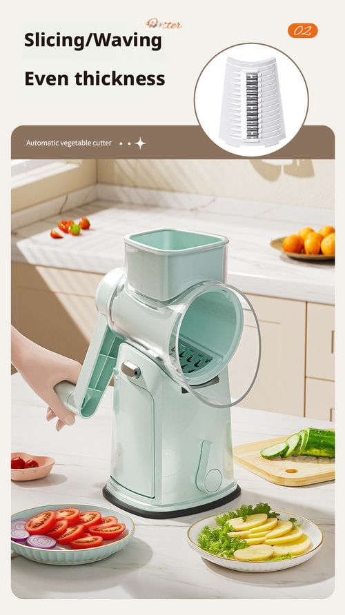 One Tool For All Cutting Needs – Rotary Grater With Handle, 5 Sets of Assorted Blades (10 Blades Total)