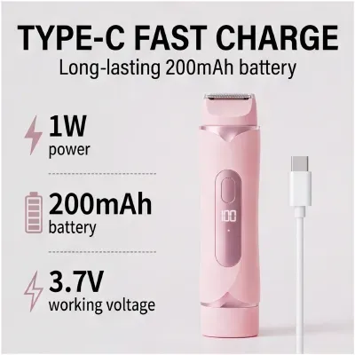 All-New Waterproof Electric Trimmer with Dual-Function Stainless Steel Blade & Digital Display | Gentle care to meet all your at-home grooming needs.