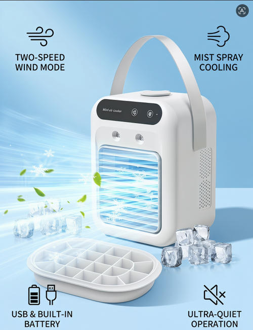 Stay Cool Anywhere – USB Rechargeable Spray Fan