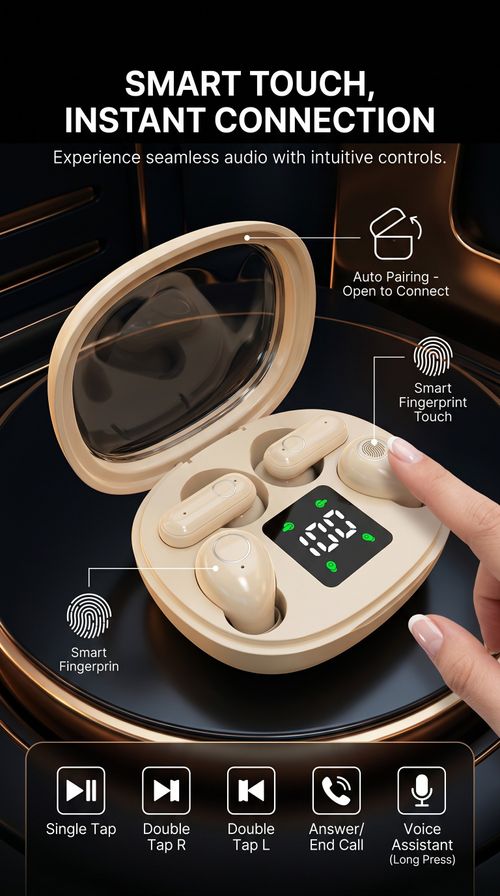 Bestselling 4-Pack Comfortable Mini In-Ear Bluetooth 5.4 Earphones with Digital Display, Low Latency for Gaming, and Extra Long Battery Life