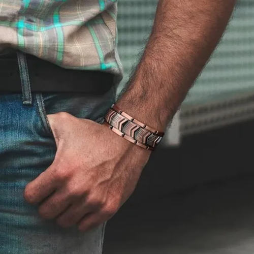 🎉New Week 49% OFF- Retro fashion cross magnet negative ion magnetic therapy red copper bracelet for men