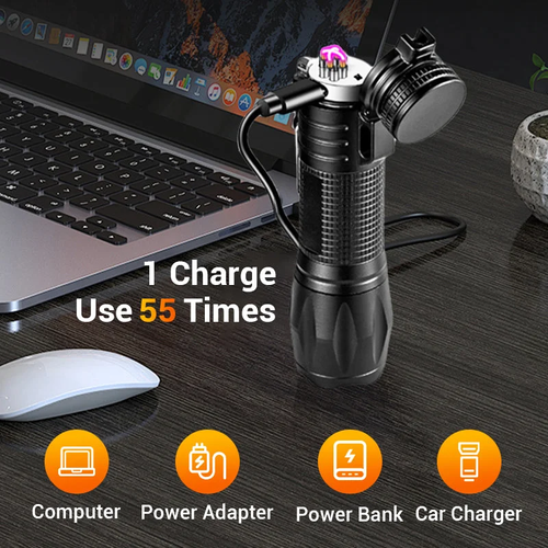 ⚡🔦Multifunctional rechargeable strong light flashlight with electric fire⚡