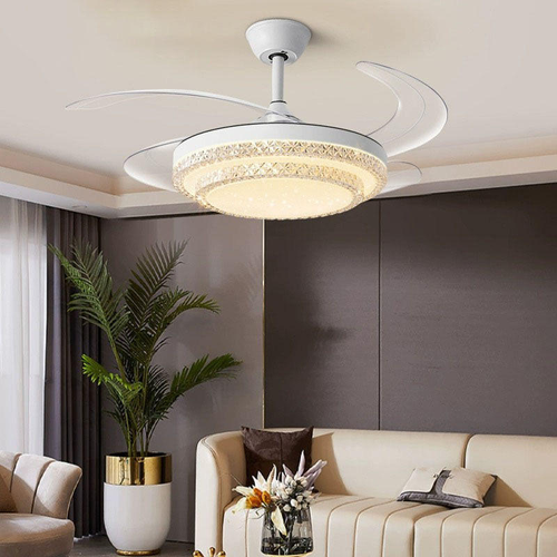 LED Ceiling Fan Dc Silent Motor 6 Speed Remote Control Modern Led Retractable Ceiling Fan