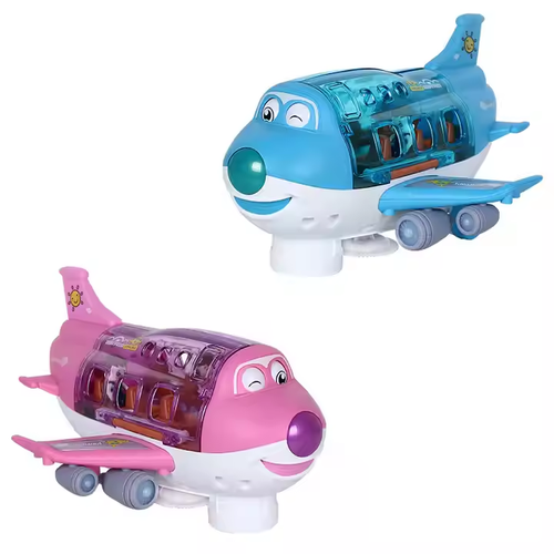 Electric universal cartoon Airbus airplane light music rotating airplane educational children's toy, with rechargeable battery, rechargeable.