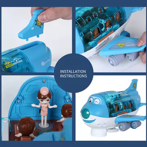 Electric universal cartoon Airbus airplane light music rotating airplane educational children's toy, with rechargeable battery, rechargeable.