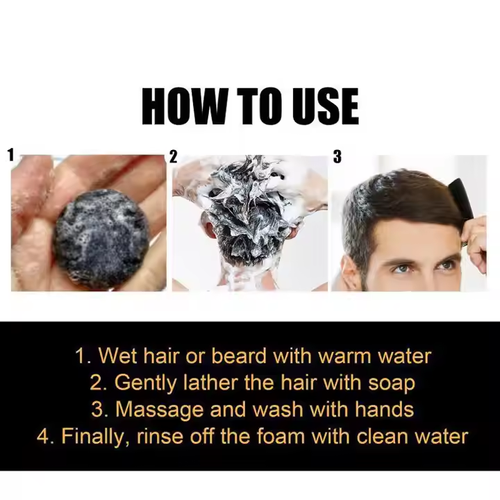 🔥Buy 1 Get 1 Free 🔥Shampoo soap for white hair to turn black hair Men's shampoo soap gently moisturizes black hair and makes it smooth