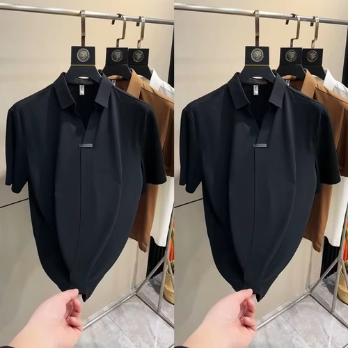 Men's new pure cotton t-shirt high quality solid color short-sleeved t-shirt light breathable business t-shirt