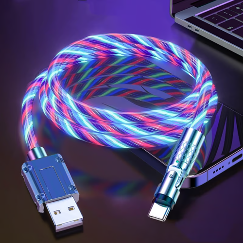 Rotating tassel glowing data cable