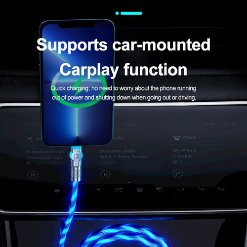 Rotating tassel glowing data cable