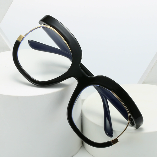 Large frame fashionable blue light blocking ladies plain glasses