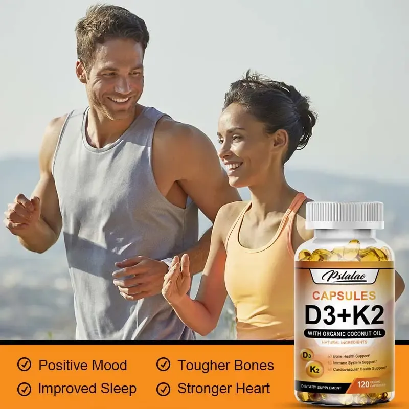 Vitamin D3+K2 Composite Vitamin Supplement - Supports bone health, supports immune system, supports emotional stability - 120 capsules