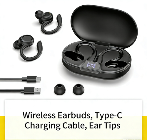 True Wireless Earbuds with Integrated Charging Case 35+ Hour Playtime 3 EQ Sound Settings IPX4 Bluetooth 5.3 Cable Rechargeable Headphones Audio - Electronic