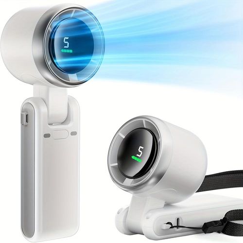 Portable Handheld Turbo Fan, Multifunctional 5-Speed Fan, 3600 mAh Battery-Operated, Up to 10 Working Hours, 3-in-1 Rechargeable Hand Fan with Air Turbo Tech Cooling for Outdoor Activities, Travel, Work。GLOBAL PICKS