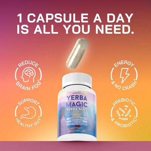 Yerba Magic Capsules 5-in-1 Super Blend | Clean Gut Natural Energy | Dietary Supplement | 60 Capsules for Body Shaping