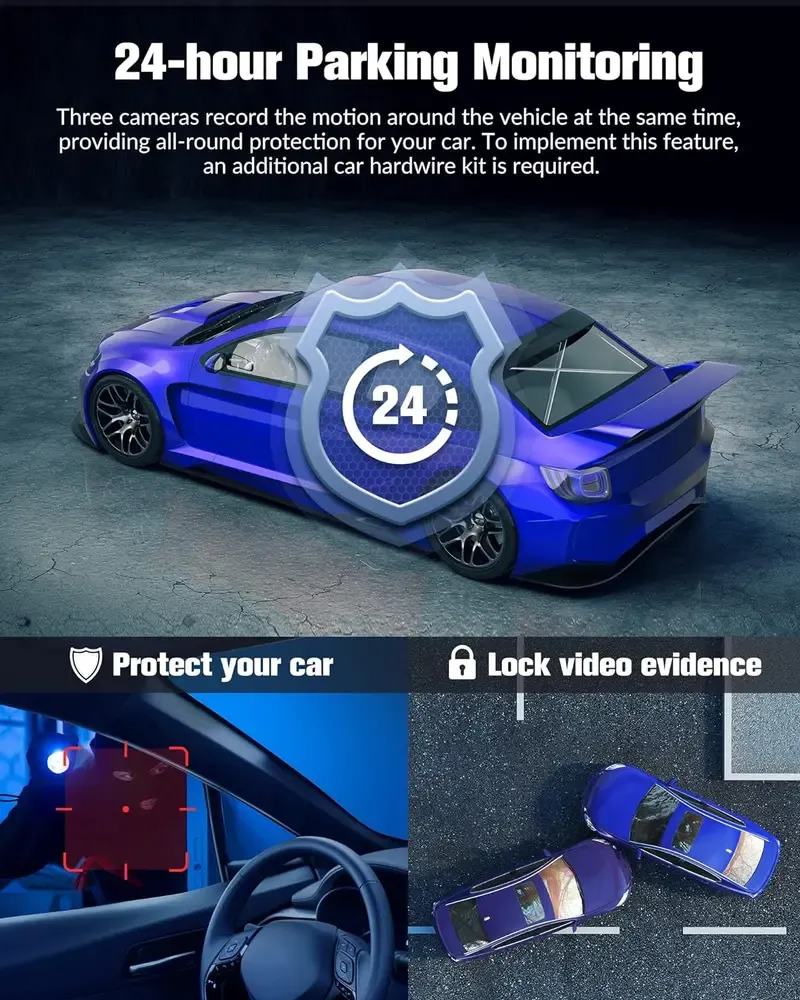 Dash Camera for Cars,4K Full UHD Car Camera Front Rear with Free 32GB SD Card,Dashcams for Cars with Night Vision,24 Hours Parking Mode,WDR,G-Sensor,Motion Detection, Professional Direct