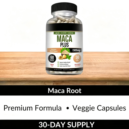 MACA | Maca Root for Women and Men | Black Pepper with Red, Yellow & Black Maca Root Powder | Natural Energy Herbal Supplement