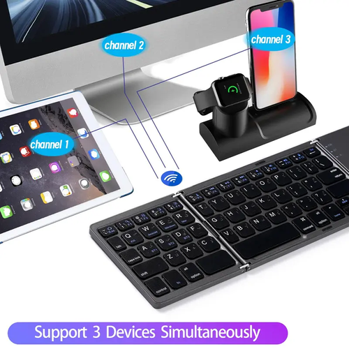 Foldable Wireless Keyboard – Ultra-thin and portable, Bluetooth tablet keyboard, Tyoe interface, suitable for home and office.