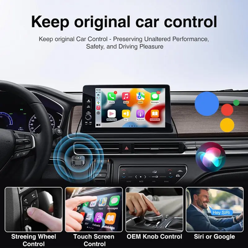 Wireless Car Adapter, Portable Wireless Adapter, Car Smart BT Connector for iPhone & Android Phone, Car Electronics Accessories, Carplay Converter