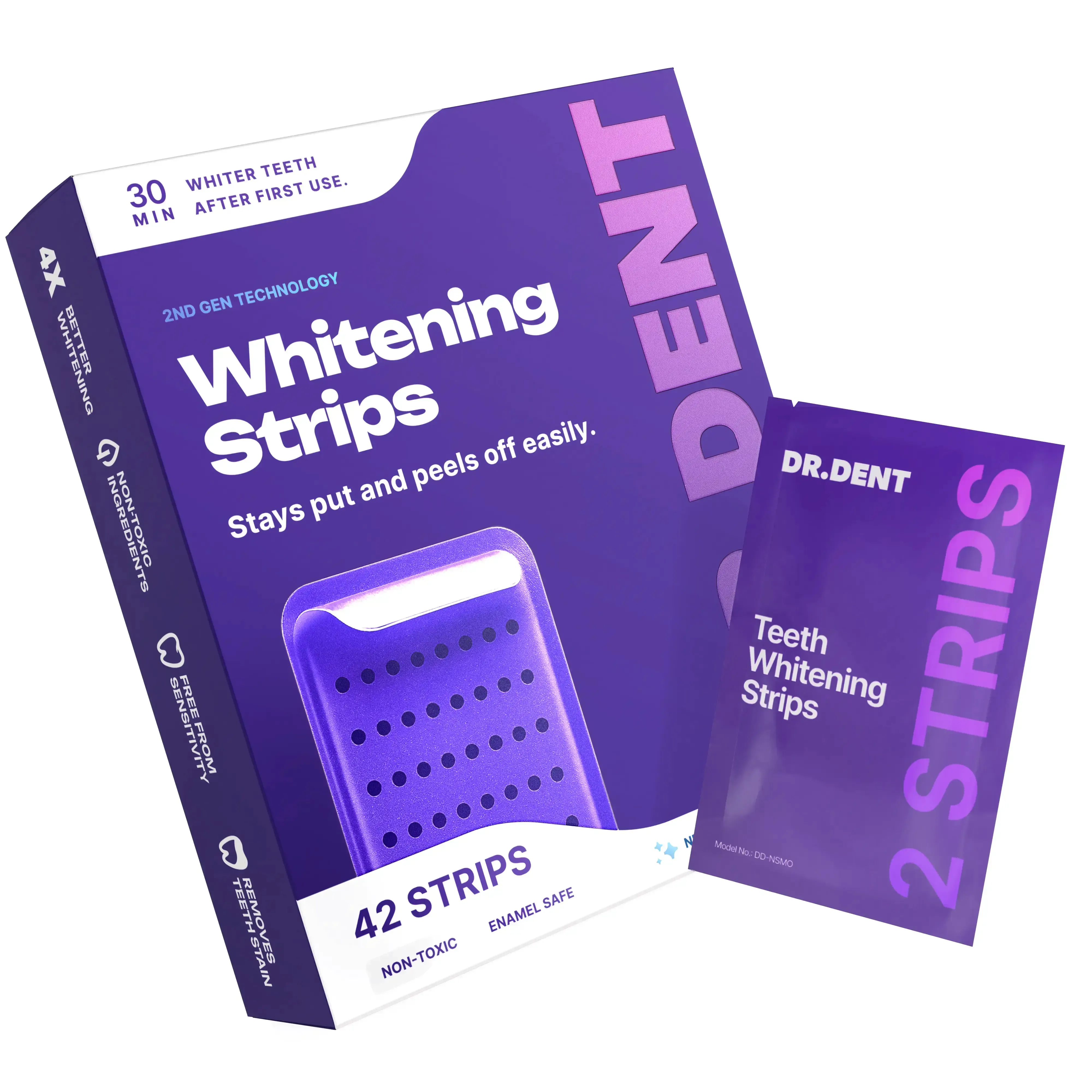 Bestselling purple teeth whitening strips, anti-yellowing, long-lasting - safe for enamel