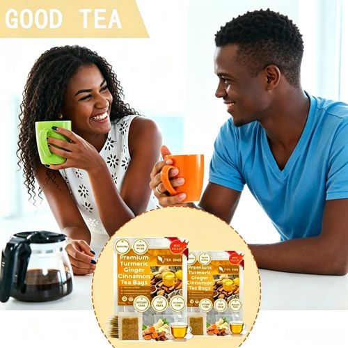 3-in-1 Spiced Herbal Tea Bags with Turmeric, Ginger, and Cinnamon – made from natural pure powders – soothe digestive upset, support joint and muscle health, help improve dull skin, suitable for vegetarians, mild and mellow flavor, suitable for all ages – 60 bags.