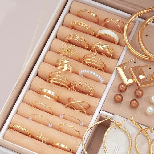 Fashion Faux Pearl Decorated Jewelry, Earring Bracelet Necklace Ring Jewelry Set-56 pieces-without the box