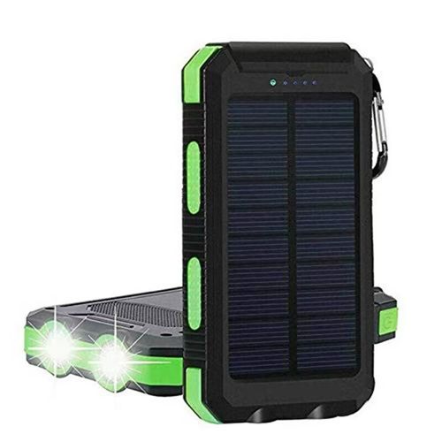 2026Portable Solar Charger Power Bank with LED Flashlight - Dual USB-A Output, Waterproof Outdoor Design with Compass & Carabiner for Phone